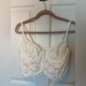 Anthropologie Cream Floral Lace Corset Top